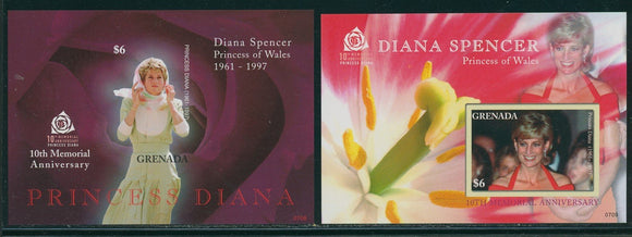 Grenada Scott #3645-3646 IMPERF MNH S/S 2007 Princess Diana 10th Memorial ANN $$