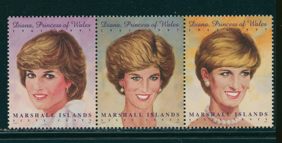 Marshall Islands Scott #645 MNH STRIP In Memoriam Princess Diana 1961-1997 CV$3+