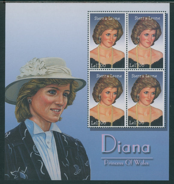 Sierra Leone Scott #2587 MNH SHEET 2002 Princess Diana 5th Memorial ANN CV$7+