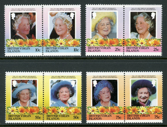 Virgin Islands Scott #510a//516a MNH PAIRS Queen Mother Elizabeth 85th CV$2+
