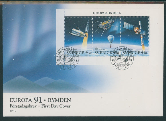 Sweden Scott #1893a FIRST DAY COVER Europa 1991 Space BOOKLET PANE $$