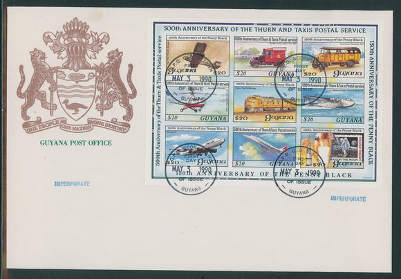 Guyana Scott #2273 IMPERF FIRST DAY COVER 150th ANN of Penny Black $$