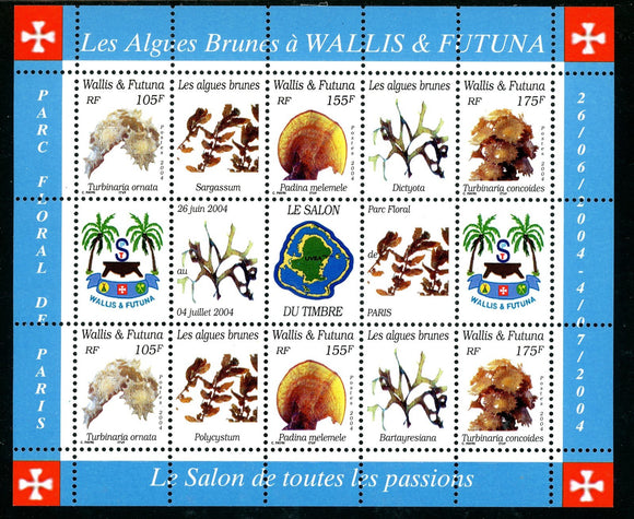Wallis & Futuna Scott #589d MNH S/S of 9 + LABELS Sea Shells CV$20+