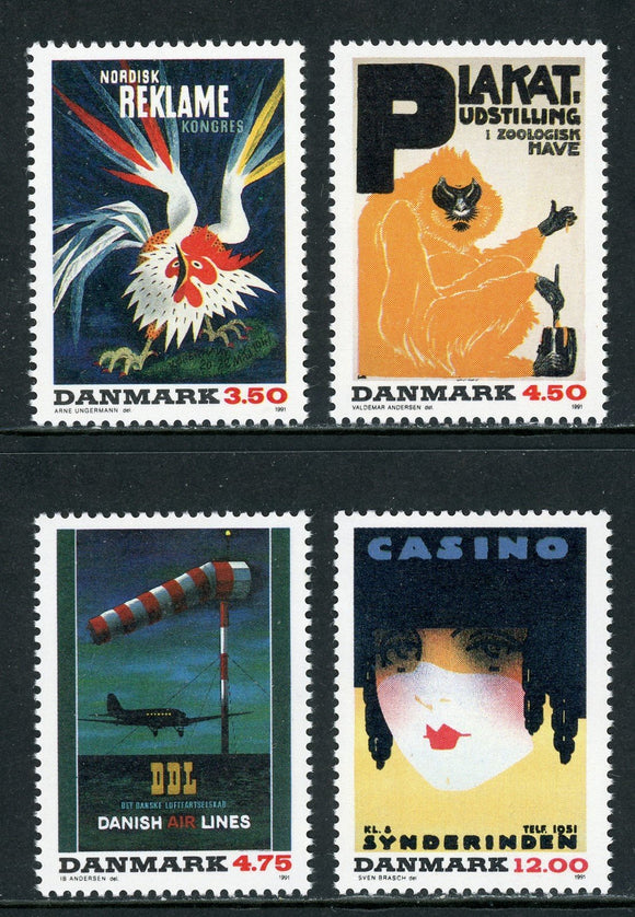 Denmark Scott #947-950 MNH Poster Art CV$8+