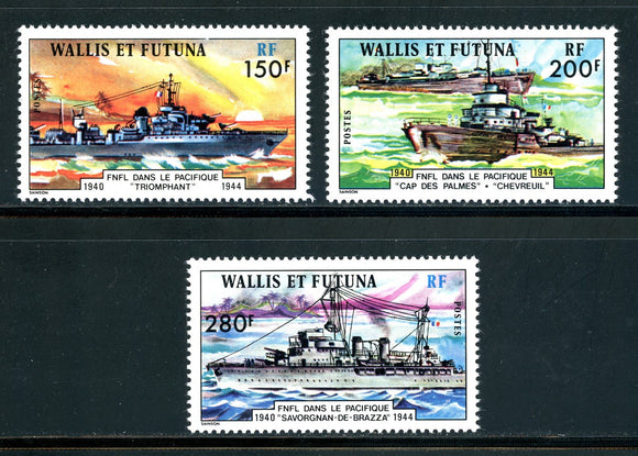 Wallis & Futuna Scott #207-209 MNH French Warships in the Pacific CV$38+