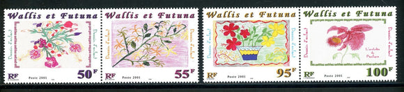 Wallis & Futuna Scott #540 MNH PAIRS Children's Drawings of Flowers CV$6+