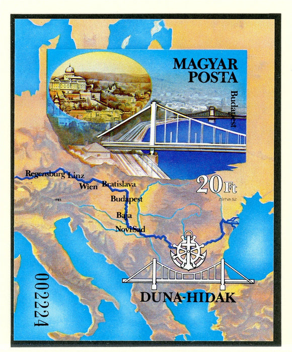 Hungary Scott #2909 IMPERF MNH S/S Danube River Bridges CV$20+