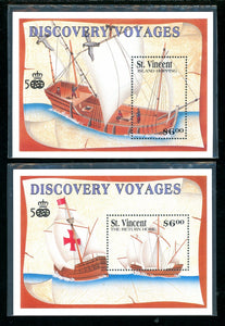 St. Vincent Scott #1483-1484 MNH S/S Voyages of Discovery 500th ANN CV$13+