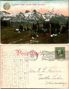 1910 Postcard from Tatoosh Range Paradise Valley sent to Wisconsin $