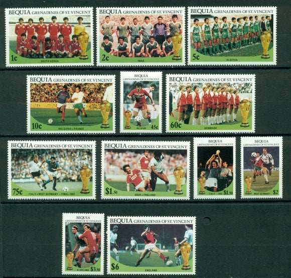 SVG Bequia Scott #218-229 MNH WORLD CUP 1986 Mexico Soccer Football CV$4+