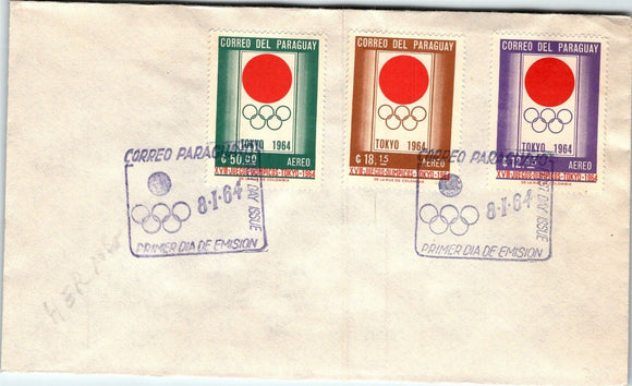 Paraguay Scott #796-798 FIRST DAY COVER OLYMPICS 1964 Tokyo $$ 377274