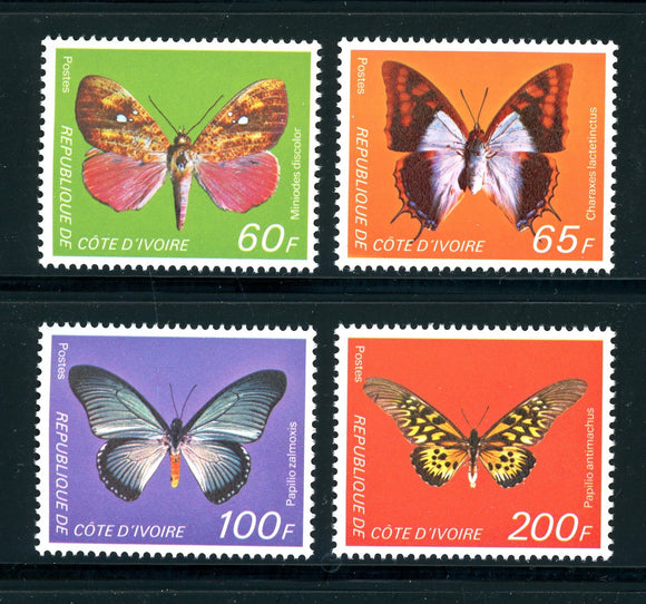 Ivory Coast Scott #472-475 MNH Butterflies Insects FAUNA CV$23+ 378486