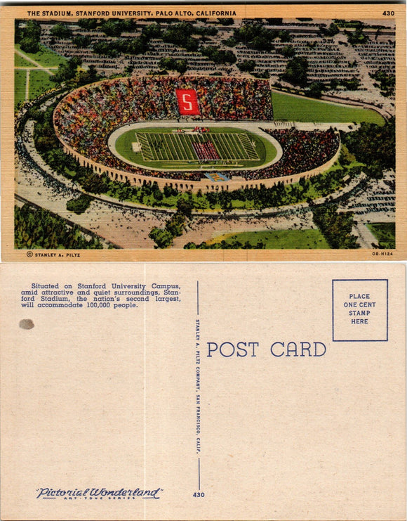 Postcard Stanford University Palo Alto CA SPORTS, unaddressed $$ 383381 ISH