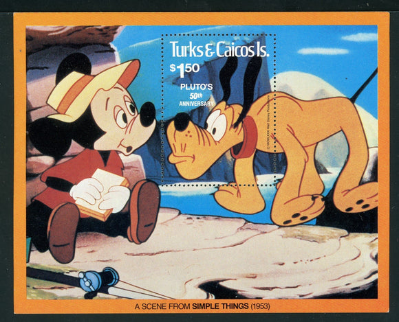 Turks & Caicos Islands Scott #470 MNH S/S Pluto 1981 Disney CV$3+ 384256