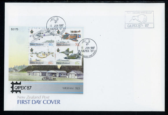 New Zealand Scott #875b FIRST DAY COVER CAPEX '87 Airplanes $$