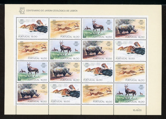 Portugal Scott #1588a MNH SHEET of 4 STRIPS Lisbon Zoo Centenary CV$24+
