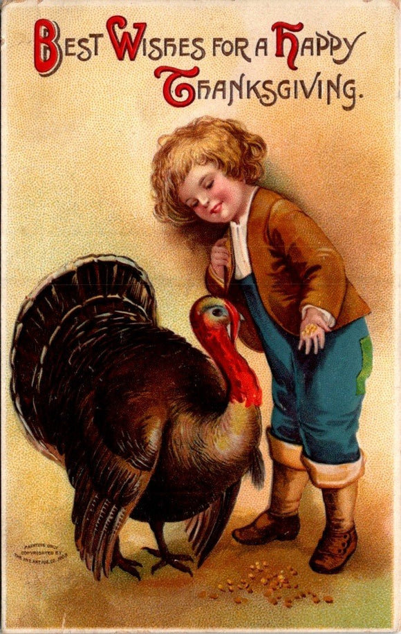 Postcard 1910 Thanksgiving Turkey Jersey City NJ to Ruffsdale PA $$ 395398