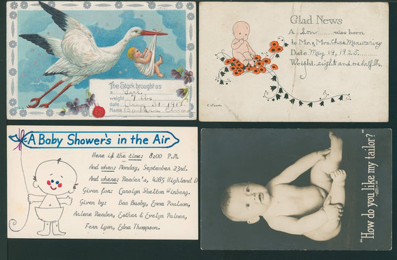 Postcards ASSORTMENT of ANTIQUE New Baby Cards $$ 395814