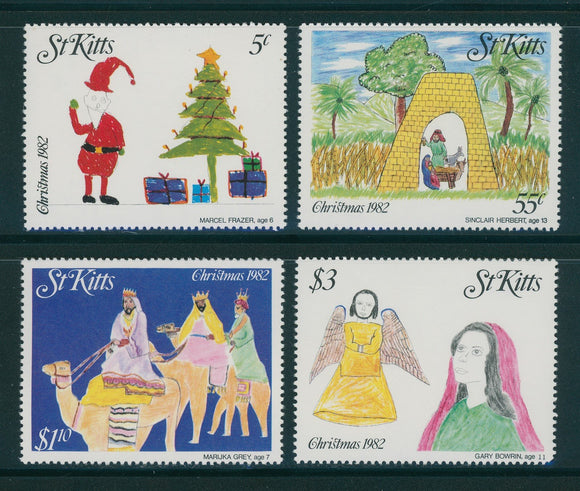 St. Kitts Scott #102-105 MNH Christmas 1982 $$ 395995