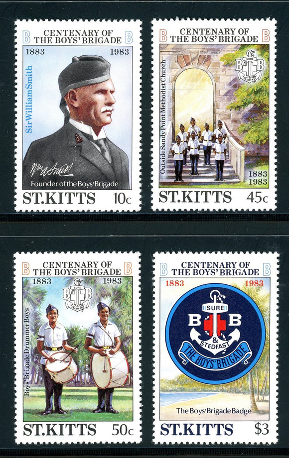 St. Kitts Scott #108-111 MNH Boy's Brigade Centenary $$ 395997
