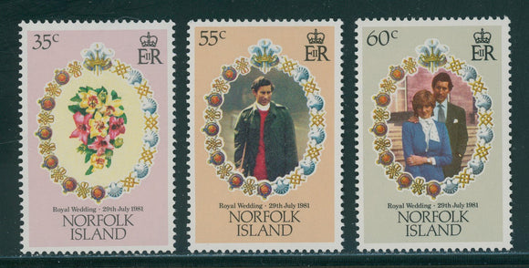 Norfolk Island Scott #280-282 MNH Prince Charles Lady Diana Wedding $$ 396087