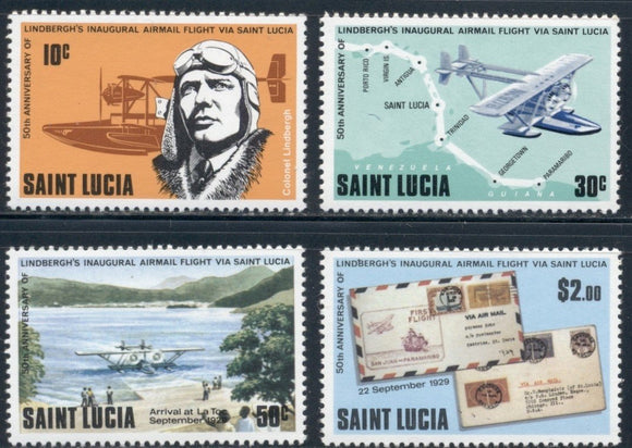 St. Lucia Scott #469-472 MNH Lindbergh's 1st Airmail Flight ANN CV$3+ 396341