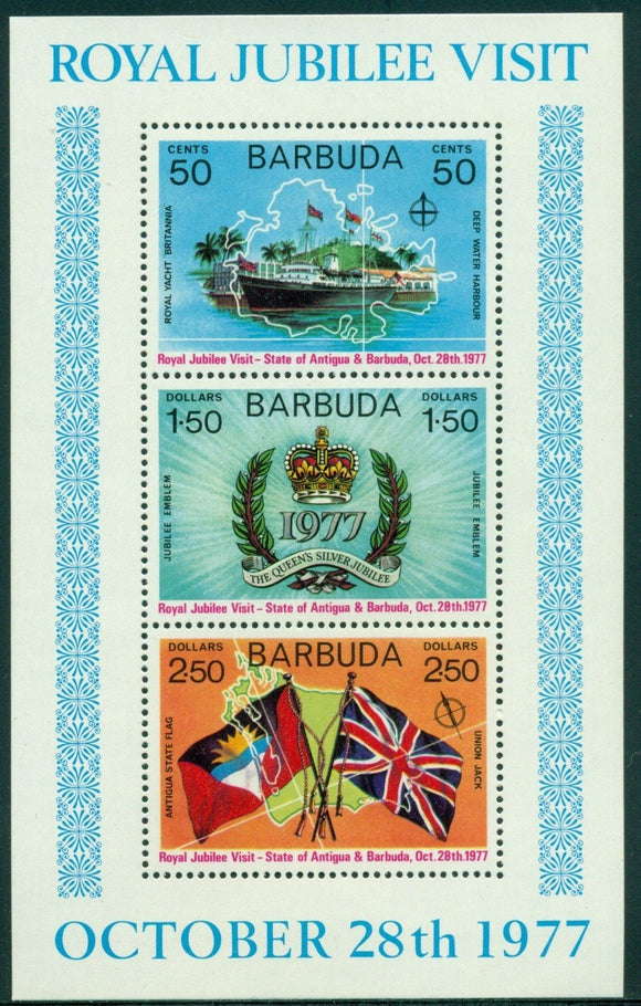 Barbuda Scott #304a MNH S/S Royal Visit Jubilee Year $$ 406751