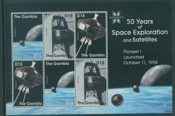 Gambia Scott #3148 MNH SHEET of 2STRIPS Pioneer 1 Launch CV$13+ 408652