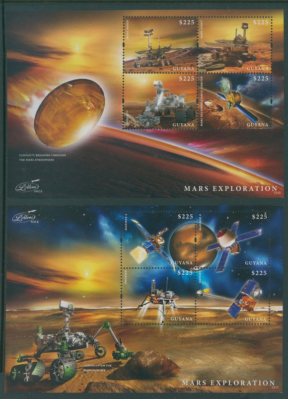 Guyana Scott #4240-4241 MNH SHEETS of 4 Mars Exploration Space CV$18+ 408670