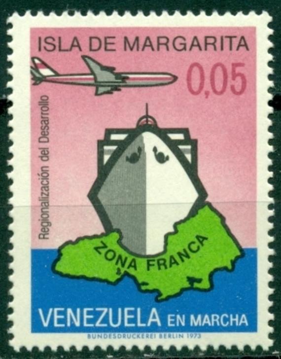 Venezuela Scott #1041 MNH Plane Ship Margarita Island $$