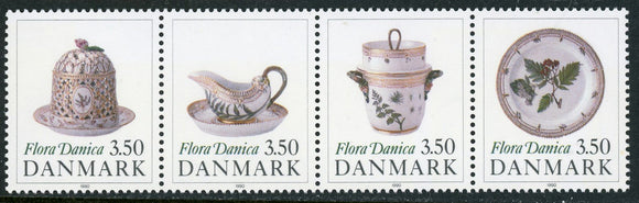 Denmark Scott #919a MNH STRIP Flora Danica Porcelain CV$5+ 409970 ISH