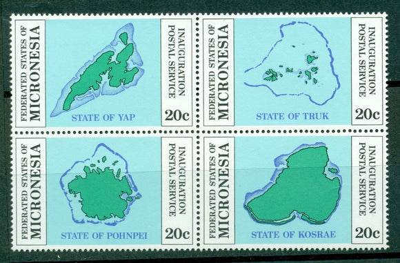 Micronesia Scott #4a MNH BLOCK Postal Service Islands Maps $$ 414191