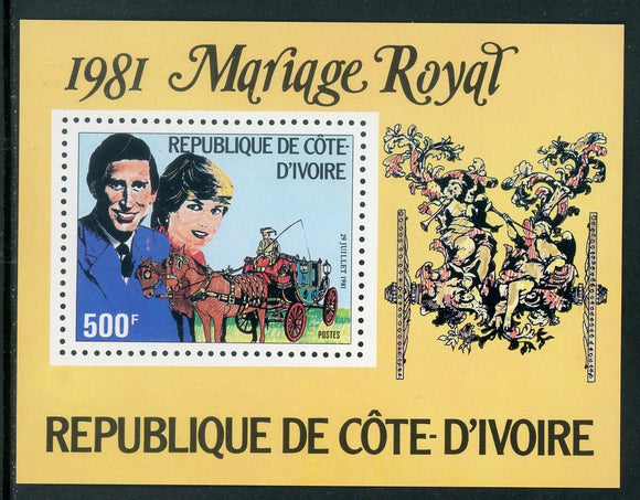 Ivory Coast Scott #596 MNH S/S Prince Charles Lady Diana Wed CV$5+ 414267