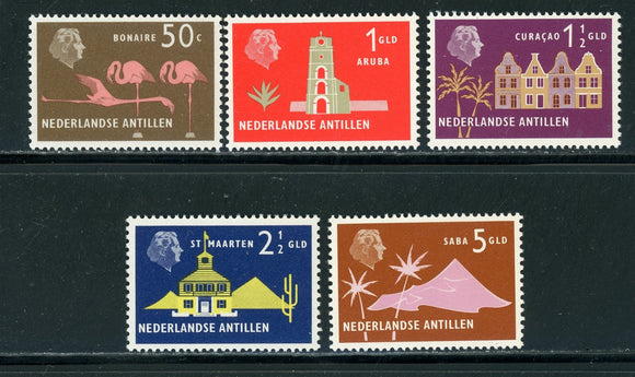 Netherlands Antilles Scott #253-257 MNH 1958-'59 Island Scenes CV$10+ 414328