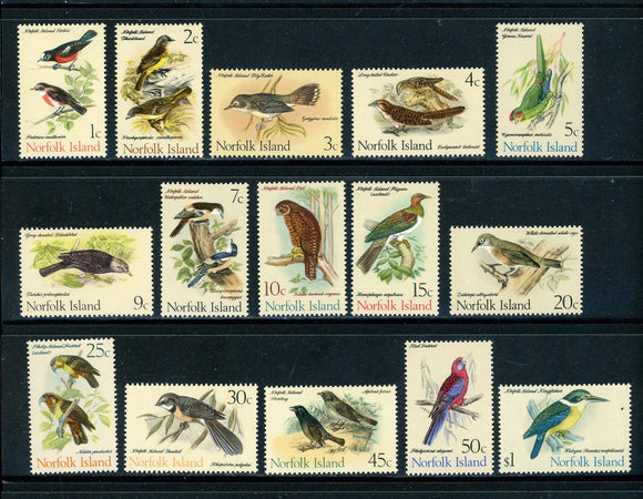 Norfolk Island Scott #126-140 MLH 1970-'71 Bird Definitives CV$30+ 414346