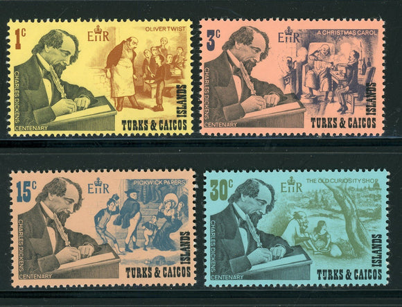 Turks & Caicos Scott #205-208 MNH Charles Dickens Author $$ 414546