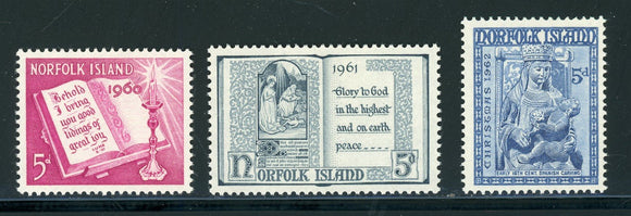 Norfolk Island Scott #43-45 MLH 1960-'62 Issues CV$8+ 414582