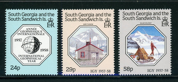 South Georgia Scott #124-126 MNH Int'l Geophysical Year CV$3+ 417534