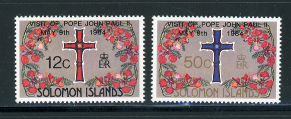 Solomon Islands Scott #519-520 MNH OVPT Visit of Pope John Paul II $$ 417553