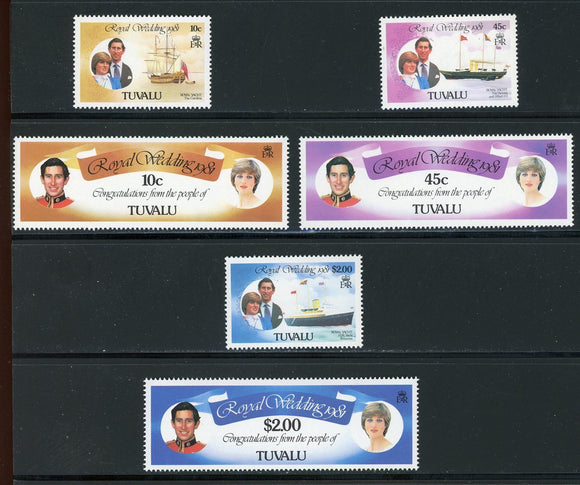 Tuvalu Scott #167-162 MNH Prince Charles Lady Diana Wed CV$3+ 420484