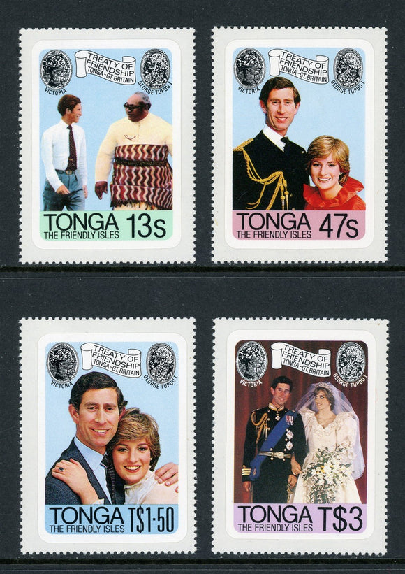 Tonga Scott #485-488 SA Prince Charles Lady Diana Wed CV$5+ 420494