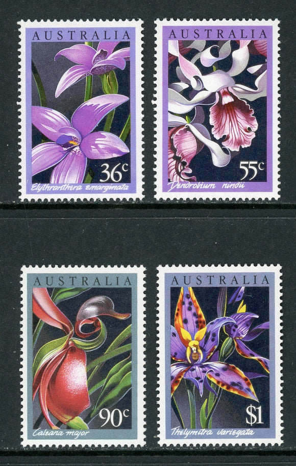 Australia Scott #997-1000 MNH Orchids Flowers FLORA CV$5+ 420626