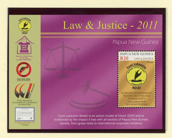 Papua New Guinea Scott #1561 MNH S/S Law & Justice CV$8+ 427409