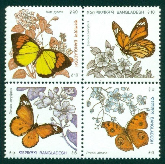 Bangladesh Scott 383a MNH Butterflies Fauna BLOCK CV$18+ 427702