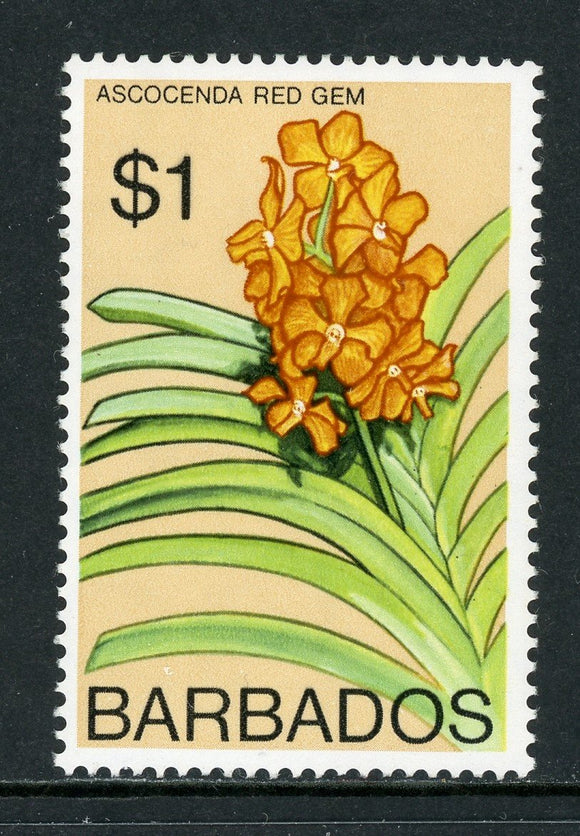 Barbados Scott #408 MNH Flowers Orchids FLORA $1 CV$11+