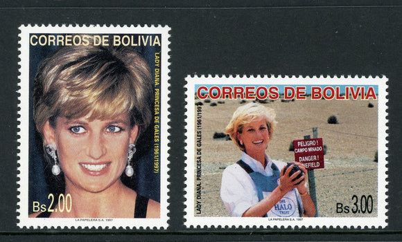 Bolivia Scott #1023-1024 USED Diana Princess of Wales CV$3+ 429965