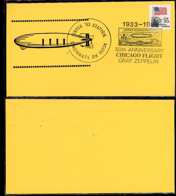 Aerophilately COVER Cincinnati OH 1983 Graf Zeppelin OS #8 $$ 430073
