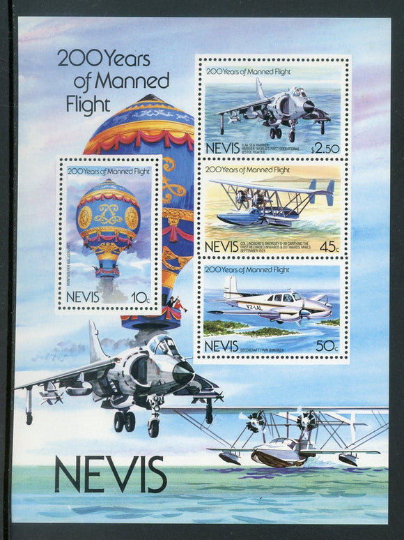 Nevis Scott #185a MNH S/S Manned Flight Bicentenary $$ 434872