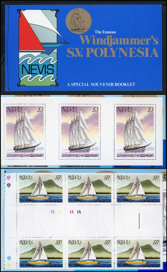 Nevis Scott #116//117b MNH BOOKLET Windjammer Polynesia $$ 434874
