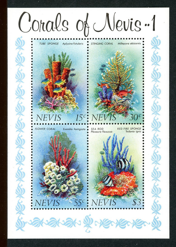 Nevis Scott #166a MNH S/S Corals of Nevis FAUNA $$ 434885